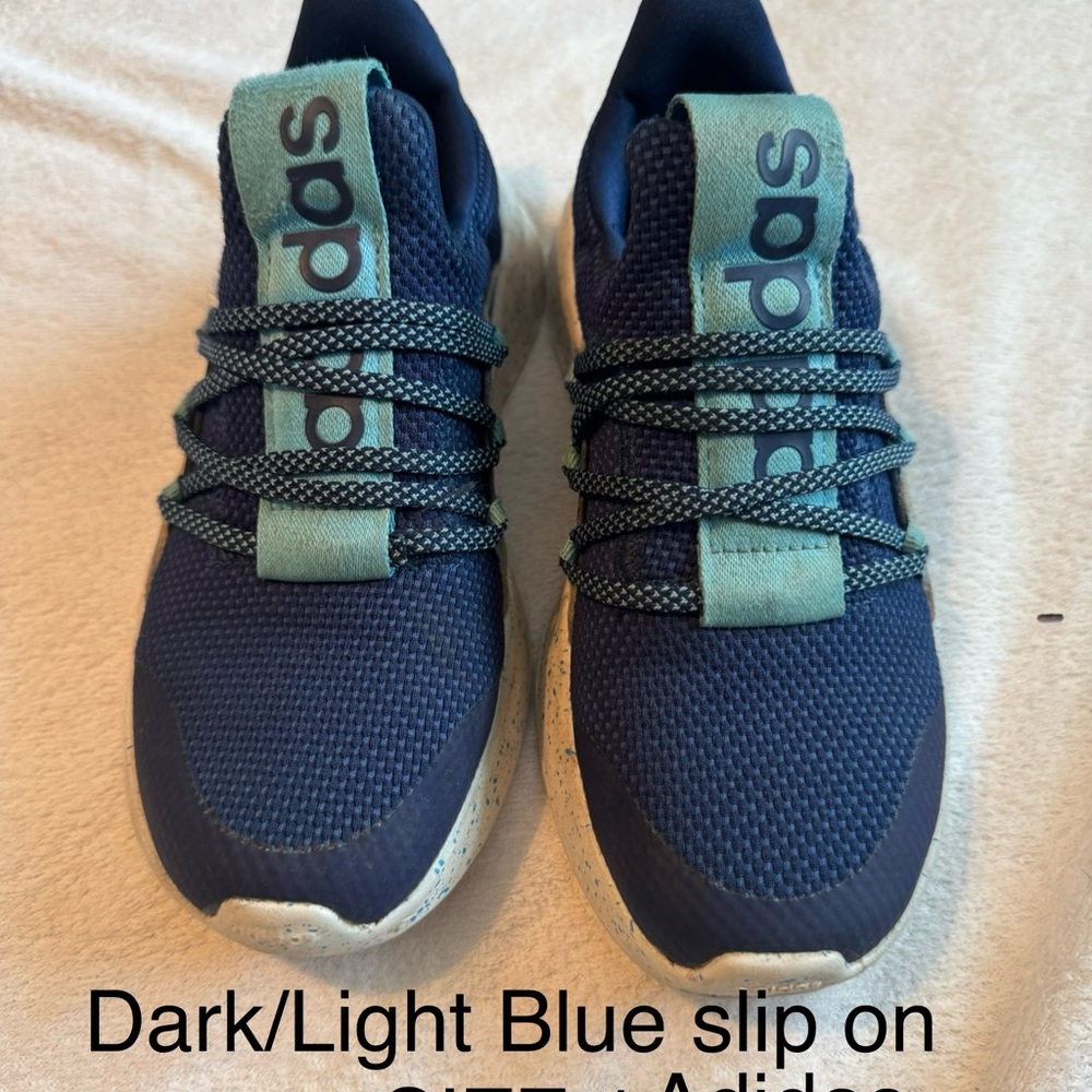 Adidas Dark Blue and Green Slip-On Sneakers